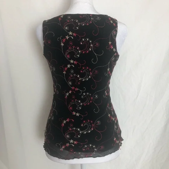Ricki's Black Floral Embroidered Camisole with Pink Accents - Picture 3 of 7